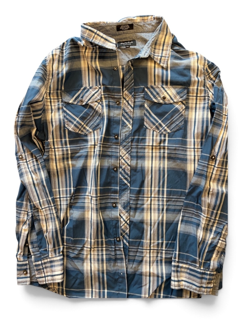 Eighty Eight Platinum Blue & White Plaid Button-Down Shirt 💙🤍